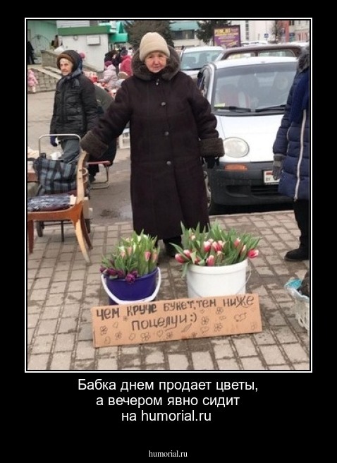 Бабка днем продает цветы, а вечером явно сидит на humorial.ru