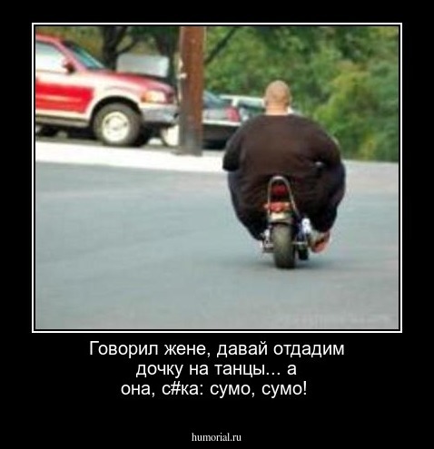 Говорил жене, давай отдадим дочку на танцы... а она, с#ка: сумо, сумо!
