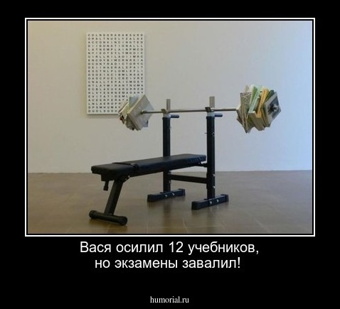 Вася осилил 12 учебников, но экзамены завалил!