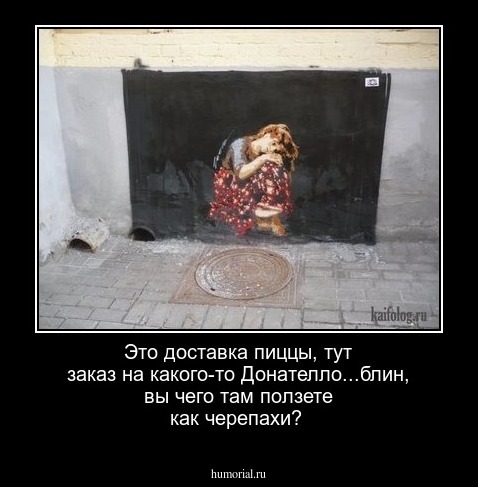 Это доставка пиццы, тут заказ на какого-то Донателло...блин, вы чего там ползете как черепахи?