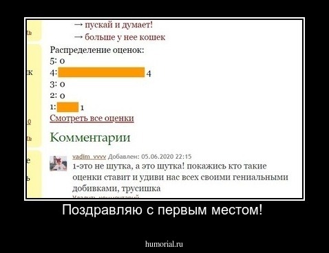 Поздравляю с первым местом! 