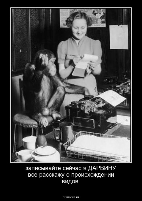  записывайте  сейчас я ДАРВИНУ все расскажу о происхождении видов 