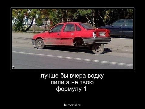 лучше бы вчера водку пили а не твою формулу 1