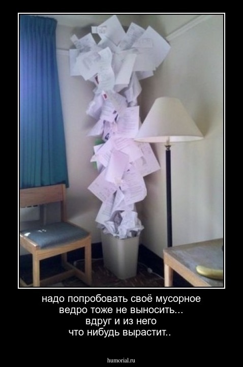 надо попробовать своё мусорное ведро тоже не выносить... вдруг и из него что нибудь вырастит..