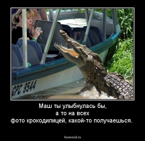 Маш ты улыбнулась бы, а то на всех фото крокодилицей, какой-то получаешься.