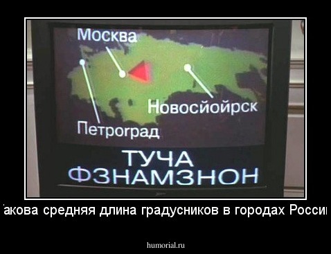 Такова средняя длина градусников в городах России.