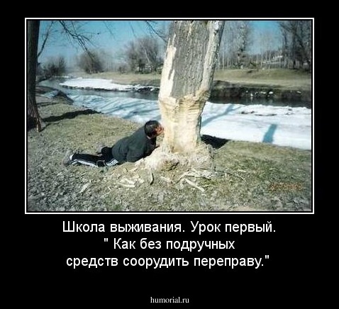 Школа выживания. Урок первый. " Как без подручных средств соорудить переправу."
