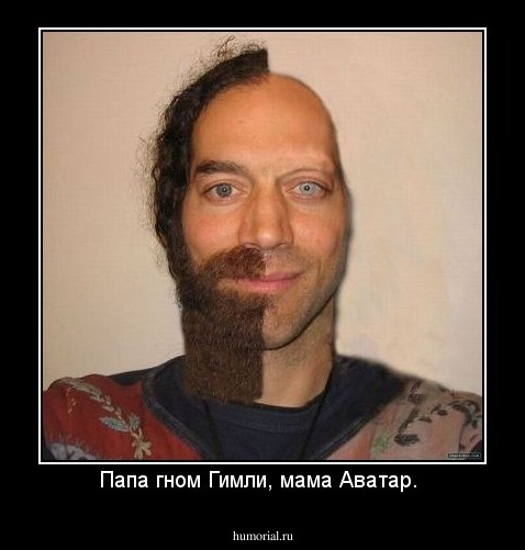 Папа гном Гимли, мама Аватар. 