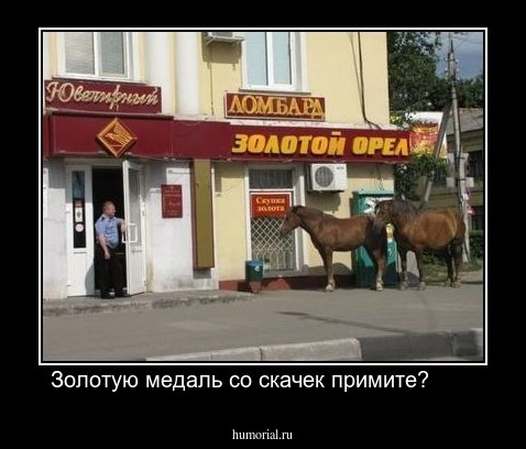 Золотую медаль со скачек примите?       