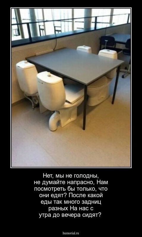 Нет, мы не голодны, не думайте напрасно,
Нам посмотреть бы только, что они едят?
После какой еды так много задниц разных
На нас с утра до вечера сидят?