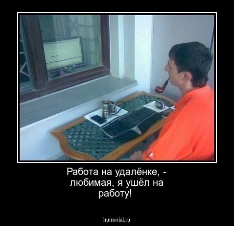 Работа на удалёнке, - любимая, я ушёл на работу!