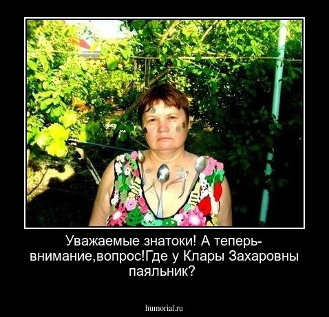 Уважаемые знатоки! А теперь- внимание,вопрос!Где у Клары Захаровны паяльник?