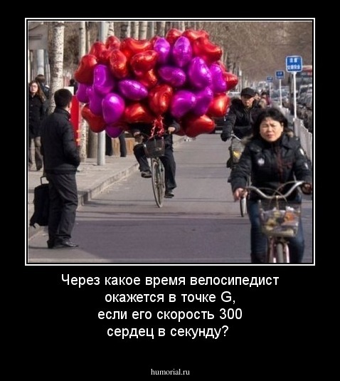 Через какое время велосипедист окажется в точке G, если его скорость  300 сердец в секунду?