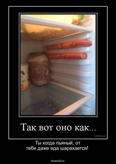 Ты когда пьяный, от тебя даже еда шарахается!