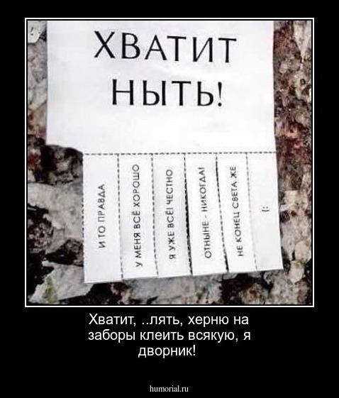 Хватит, ..лять, херню на заборы клеить всякую, я дворник!