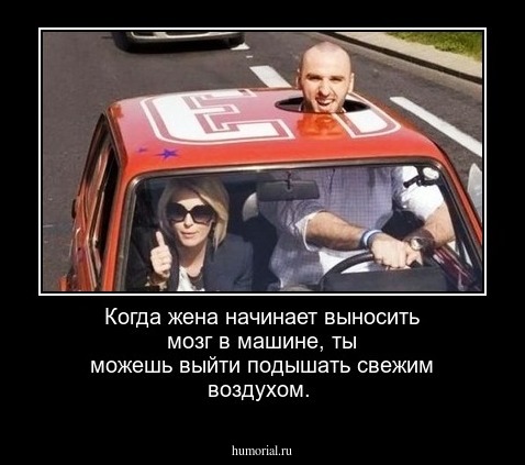 Когда жена начинает выносить мозг в машине, ты можешь выйти подышать свежим воздухом.