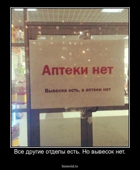 Все другие отделы есть. Но вывесок нет.