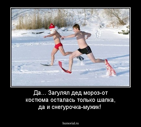 Да... Загулял дед мороз-от костюма осталась только шапка, да и снегурочка-мужик!