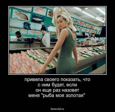 привела своего показать, что с ним будет, если он еще раз назовет меня "рыба моя золотая"