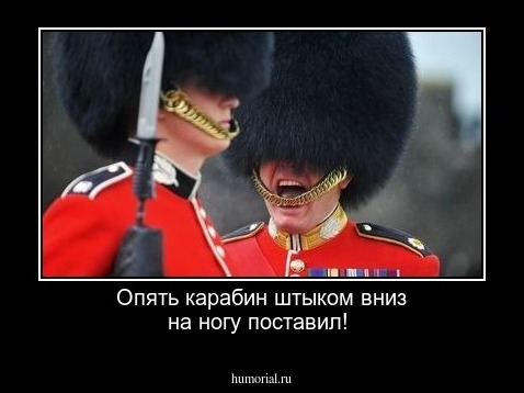 Опять карабин штыком вниз на ногу поставил!