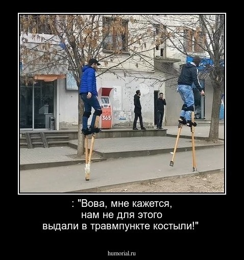  : "Вова, мне кажется, нам не для этого выдали в травмпункте костыли!"