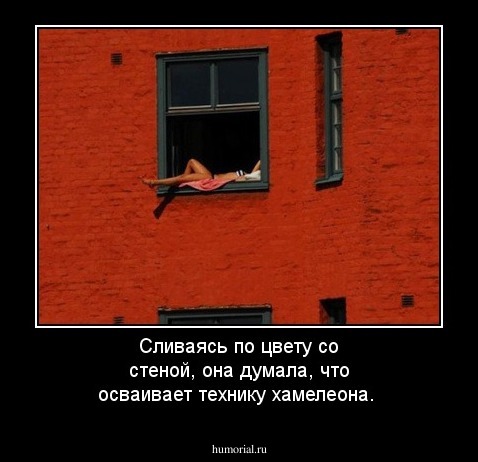 Сливаясь по цвету со стеной, она думала, что осваивает технику хамелеона.