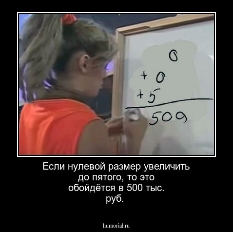 Если нулевой размер увеличить до пятого, то это обойдётся в 500 тыс. руб.