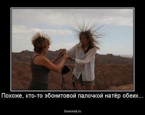 Похоже, кто-то эбонитовой палочкой натёр обеих...