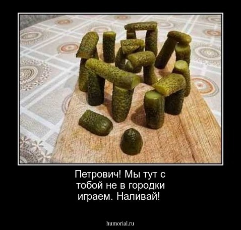 Петрович! Мы тут с тобой не в городки играем. Наливай!