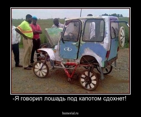 -Я говорил лошадь под капотом сдохнет! 