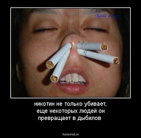 никотин не только убивает, еще некоторых людей он превращает в дыбилов
