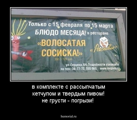в комплекте с рассыпчатым кетчупом и твердым пивом! не грусти - погрызи!