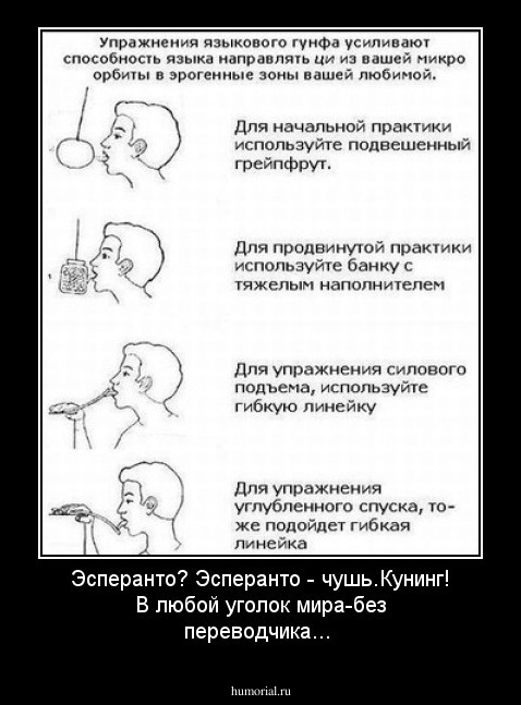 Эсперанто? Эсперанто - чушь.Кунинг! В любой уголок мира-без переводчика...