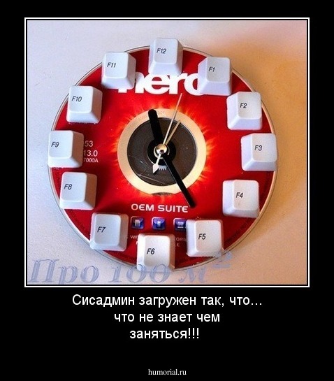 Сисадмин загружен так, что... что не знает чем заняться!!!