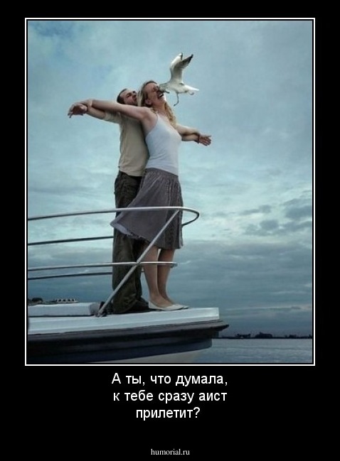 А ты, что думала, к тебе сразу аист прилетит?