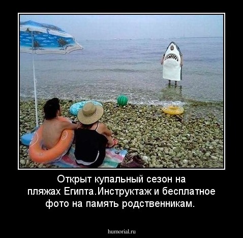 Открыт купальный сезон на пляжах Египта.Инструктаж и бесплатное фото на память родственникам.