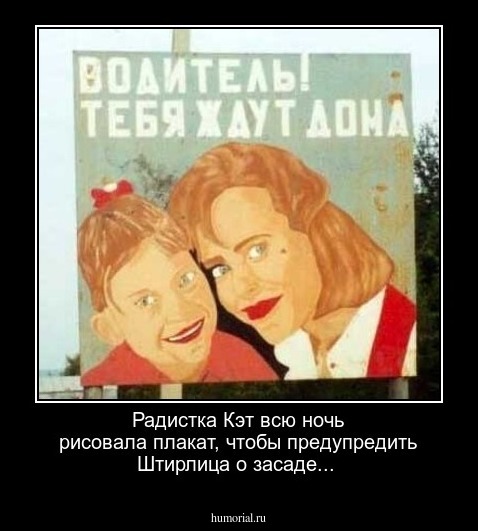 Радистка Кэт всю ночь рисовала плакат, чтобы предупредить Штирлица о засаде...