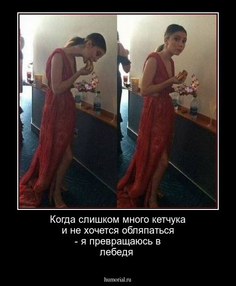 Когда слишком много кетчука и не хочется обляпаться - я превращаюсь в лебедя