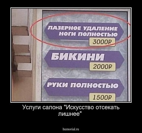 Услуги салона "Искусство отсекать лишнее"