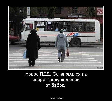 Новое ПДД. Остановился на зебре - получи дюлей от бабок.