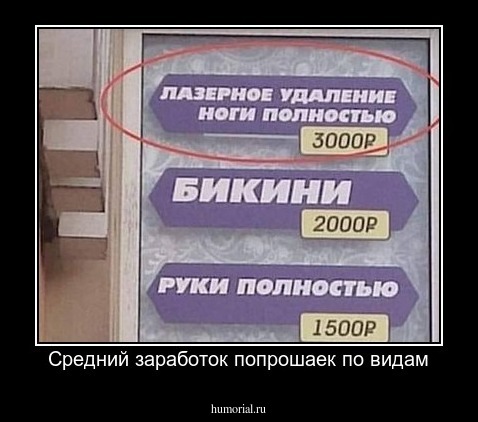 Средний заработок попрошаек по видам