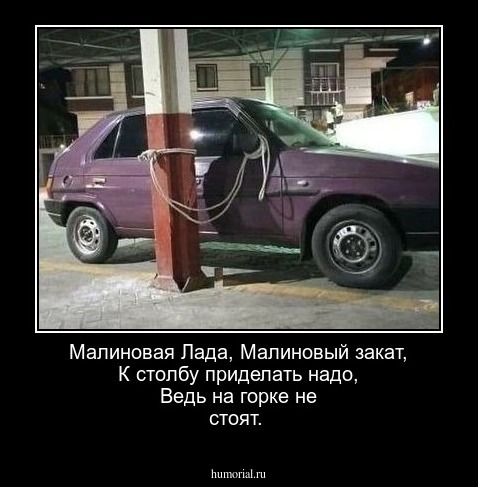 Малиновая Лада,
Малиновый закат,
К столбу приделать надо,
Ведь на горке не стоят.
