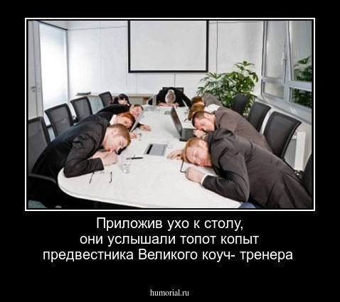 Приложив ухо к столу, они услышали топот копыт предвестника Великого коуч- тренера