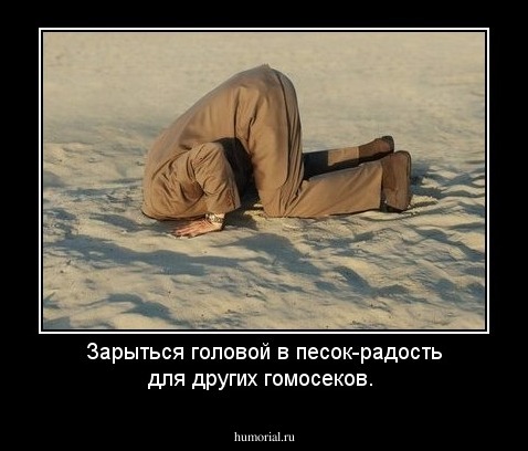 Зарыться головой в песок-радость для других гомосеков.