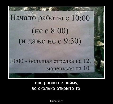 все равно не пойму, во сколько открыто то