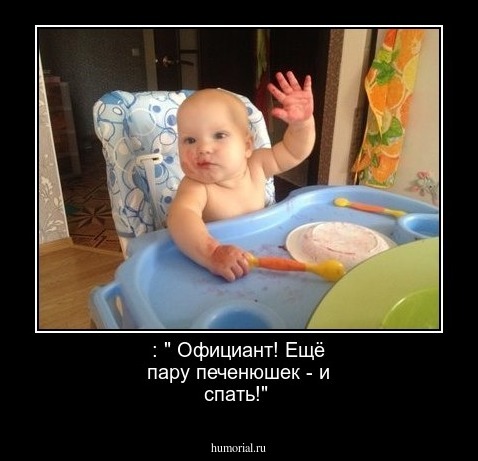 : " Официант! Ещё пару печенюшек - и спать!"
