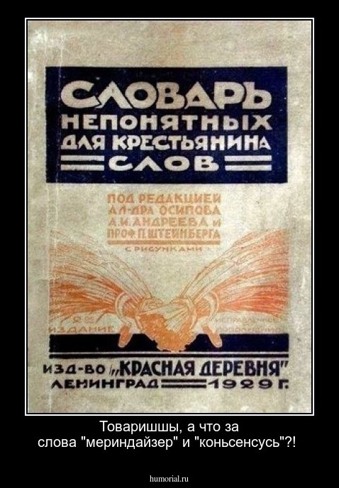 Товаришшы, а что за слова  "мериндайзер" и "коньсенсусь"?!