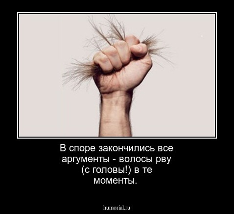 В споре закончились все аргументы - волосы  рву  (с головы!) в те моменты.
