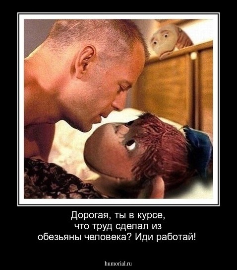 Дорогая, ты в курсе, что труд сделал из обезьяны человека? Иди работай!