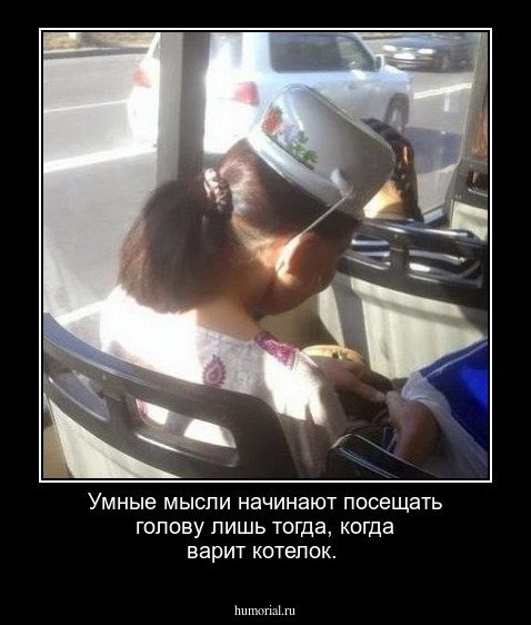 Умные мысли начинают посещать голову лишь тогда, когда варит котелок.